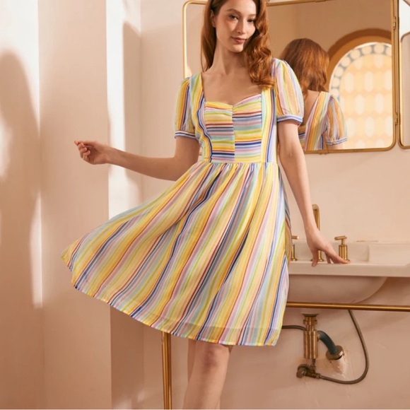 Modcloth Dresses & Skirts - Modcloth Yellow and Blue Sleeveless A-
Line Sundress